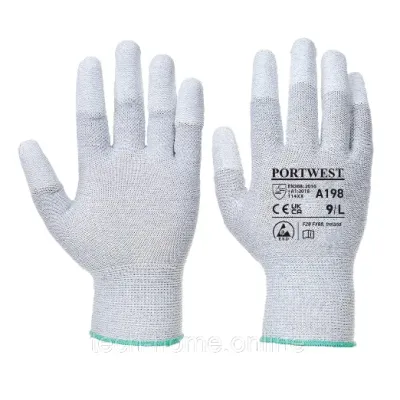 Антистатичні рукавички Portwest Antistatic PU Fingertip Glove A198