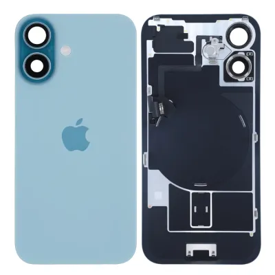 Back Glass w/ MagSafe Magnet & NFC & Flashlight Flex For iPhone 16 — Genuine OEM (Teal)