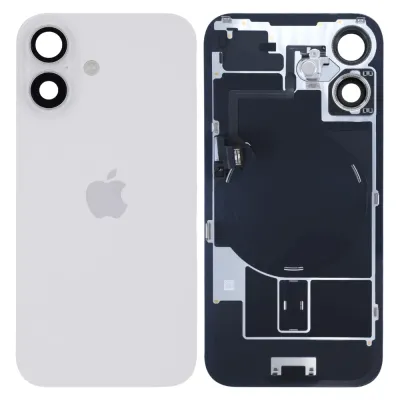 Back Glass w/ MagSafe Magnet & NFC & Flashlight Flex For iPhone 16 — Genuine OEM (White)