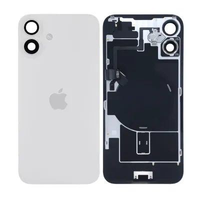 Заднє скло з магнітом MagSafe, NFC та шлейфом спалаху для iPhone 16 Plus (Genuine OEM) (білий)