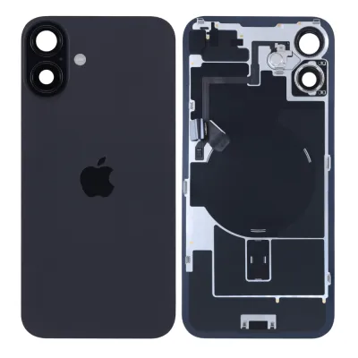 Заднє скло з магнітом MagSafe, NFC та шлейфом спалаху для iPhone 16 Plus (Genuine OEM) (чорний)