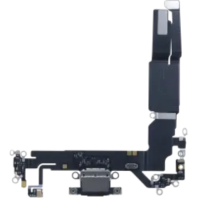 Charging Port Flex Cable With Board For iPhone 16 (EU / UK / CA) (Genuine OEM) (Black)