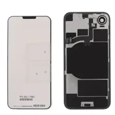 Заднє скло з магнітом MagSafe, NFC та шлейфом спалаху для iPhone 16e (Genuine OEM) (чорний)