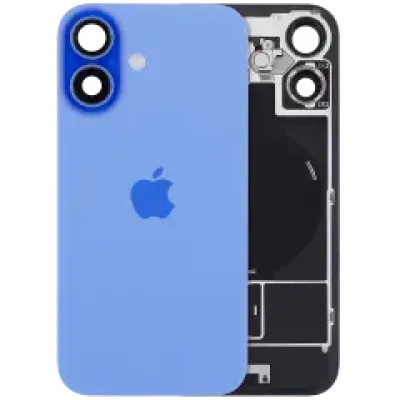 Back Glass w/ MagSafe Magnet & NFC & Flashlight Flex For iPhone 16 (UK / EU Version) (Genuine OEM) (Ultramarine)