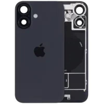Заднє скло з магнітом MagSafe, NFC та шлейфом спалаху для iPhone 16 (Genuine OEM) (UK / EU Version) (чорний)
