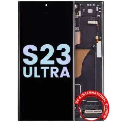 Дисплейний модуль (OLED) з рамкою для Samsung Galaxy S23 Ultra 5G (US & International) (Service Pack) (Phantom Black)