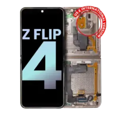 Дисплейний модуль OLED внутрішній з рамкою для Samsung Galaxy Z Flip 4 5G (US & International) (Service Pack) (рожево-золотий)