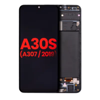 Дисплейний модуль (OLED) з рамкою для Samsung Galaxy A30s (A307 / 2019) (Aftermarket Plus) (Всі кольори)