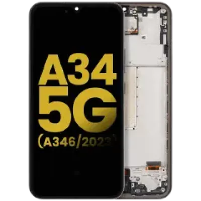 Дисплейний модуль (OLED) з рамкою для Samsung Galaxy A34 5G (A346 / 2023) (Refurbished) (Graphite)