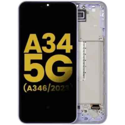 Дисплейний модуль (OLED) з рамкою для Samsung Galaxy A34 5G (A346 / 2023) (Refurbished) (фіолетовий)