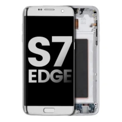 Дисплейний модуль (OLED) з рамкою для Samsung Galaxy S7 Edge (всі US моделі) (Used OEM Pull: Grade B/C) (сріблястий)