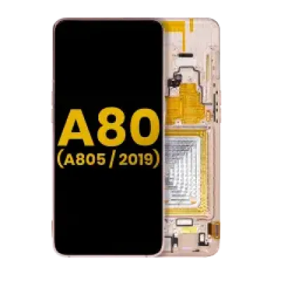 Дисплейний модуль (OLED) з рамкою для Samsung Galaxy A80 (A805 / 2019) (Refurbished) (Angel Gold)
