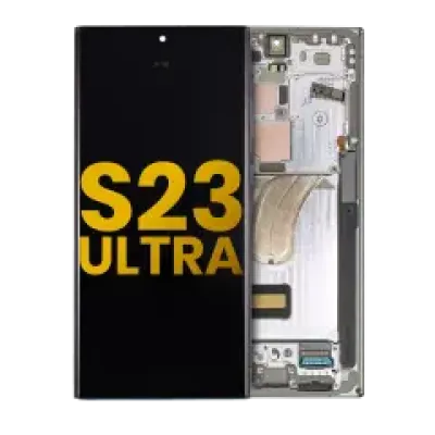 Дисплейний модуль (OLED) з рамкою для Samsung Galaxy S23 Ultra 5G (US & International) (Зібраний) (Sky Blue & Lime)
