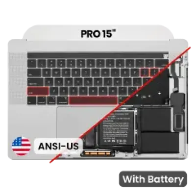 Топкейс з акумулятором і клавіатурою (ANSI US) для MacBook Pro 15" A1990 (2018-2019) (сріблястий)