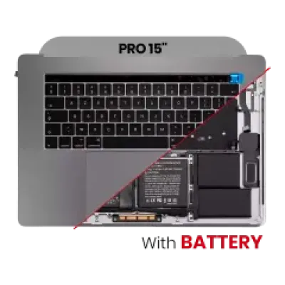 Топкейс з акумулятором і клавіатурою (ISO UK) для MacBook Pro 15" A1990 (2018-2019) (сріблястий)