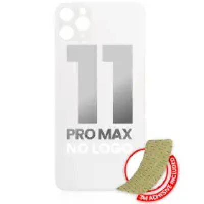 Заднє скло з проклейкою 3M для iPhone 11 Pro Max (без логотипу / великий отвір камери) (сріблястий)