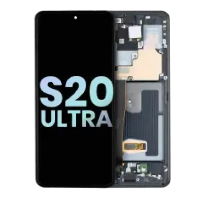 Дисплейний модуль (OLED) з рамкою для Samsung Galaxy S20 Ultra 5G (Service Pack) (Cosmic Black)