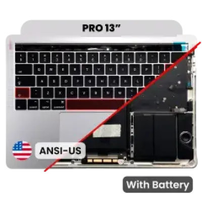 Топкейс з акумулятором та клавіатурою (ANSI US) для MacBook Pro 13" A1706 (2016) (Used OEM Pull: Grade A) (Silver)