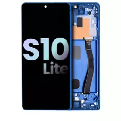 Дисплейний модуль (OLED) з рамкою для Samsung Galaxy S10 Lite (Service Pack) (Prism Blue)