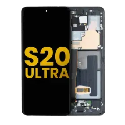 Дисплейний модуль (OLED) з рамкою для Samsung Galaxy S20 Ultra 5G (Refurbished) (Cosmic Black)