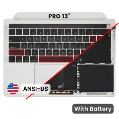 Топкейс з акумулятором і клавіатурою (ANSI US) для MacBook Pro 13" A2159 (2019) (Used OEM Pull: Grade A) (Silver)