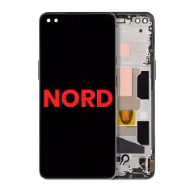 Дисплейний модуль (OLED) з рамкою для OnePlus Nord (Aftermarket Plus) (Gray Onyx)