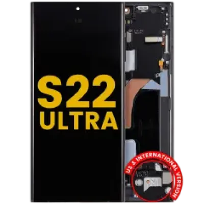 Дисплейний модуль для Samsung Galaxy S22 Ultra 5G (US & International версія) з рамкою (Refurbished) (Graphite / червоний / Sky Blue)