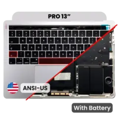 Топкейс з акумулятором і клавіатурою (ANSI US) для MacBook Pro 13" A1706 (2016) (Used OEM Pull: Grade B/C) (Silver)