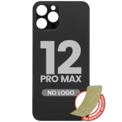 Заднє скло з проклейкою 3M для iPhone 12 Pro Max (без логотипу / великий отвір для камери) (графітовий)