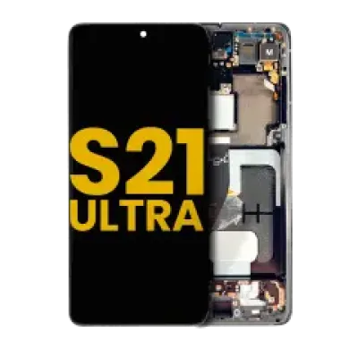 Дисплейний модуль (OLED) з рамкою для Samsung Galaxy S21 Ultra 5G (Refurbished) (Phantom Black)
