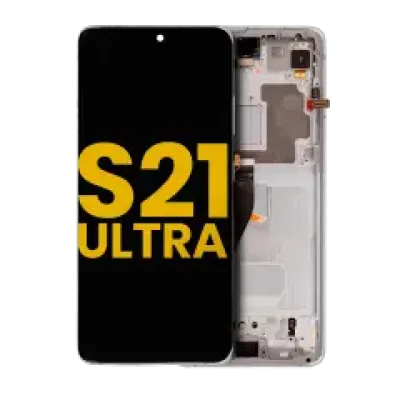 Дисплейний модуль (OLED) з рамкою для Samsung Galaxy S21 Ultra 5G (Refurbished) (Phantom Silver)