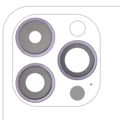 Скло камери з кріпленням і рамкою для iPhone 14 Pro / 14 Pro Max (комплект 3 шт) (Aftermarket Plus) (Deep Purple)