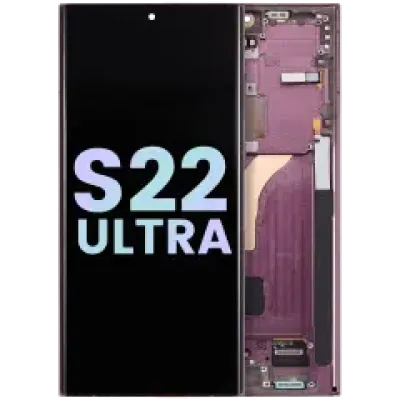 Дисплейний модуль (OLED) з рамкою для Samsung Galaxy S22 Ultra 5G (Service Pack) (Burgundy)