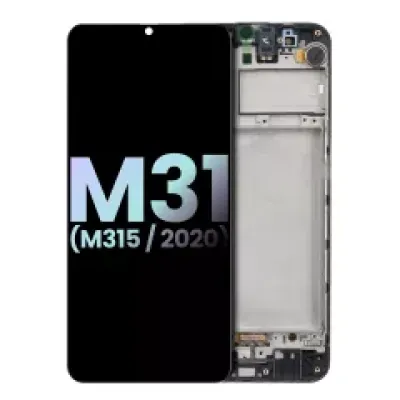 Дисплейний модуль (OLED) з рамкою для Samsung Galaxy M31 (M315 / 2020) (чорний) (Service Pack)