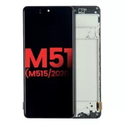 Дисплейний модуль (OLED) з рамкою для Samsung Galaxy M51 (M515 / 2020) (Aftermarket Plus) (Celestial Black)
