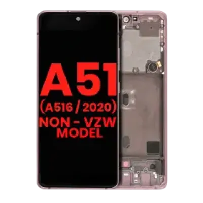 Дисплейний модуль (OLED) з рамкою для Samsung Galaxy A51 5G (A516 / 2020) (Non-Verizon 5G UW Frame) (6.46") (Aftermarket Plus) (Prism Cube Pink)