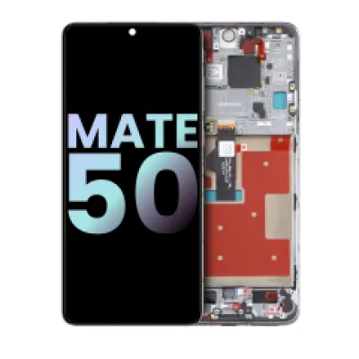 Дисплейний модуль (OLED) з рамкою для Huawei Mate 50 (Genuine OEM) (сріблястий)