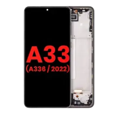 Дисплейний модуль (OLED) з рамкою для Samsung Galaxy A33 5G (A336 / 2022) (Aftermarket Plus) (чорний)