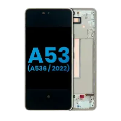Дисплейний модуль (LCD) з рамкою для Samsung Galaxy A53 5G (A536 / 2022) (без датчика відбитків) (Aftermarket: Incell) (білий)