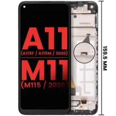 Дисплейний модуль (LCD) для Samsung Galaxy A11 (A115F / A115M / 2020) / M11 (M115 / 2020) International Version з рамкою (Aftermarket Plus) (всі кольори)