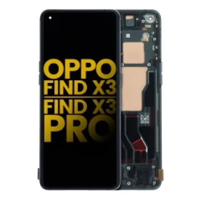Дисплейний модуль (OLED) з рамкою для OPPO Find X3 / X3 Pro (Refurbished) (Gloss Black)