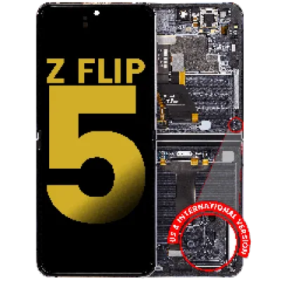 Дисплейний модуль (OLED) внутрішній з рамкою для Samsung Galaxy Z Flip 5 5G (US & International) (Refurbished) (графітовий)