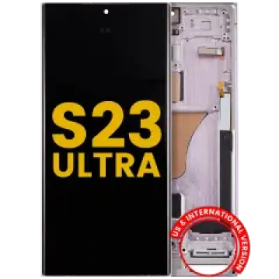 Дисплейний модуль (OLED) з рамкою для Samsung Galaxy S23 Ultra (US & International) (Refurbished) (Lavender)