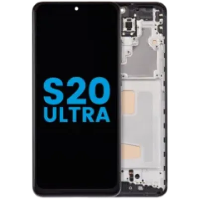 Дисплейний модуль з рамкою (без датчика відбитків) для Samsung Galaxy S20 Ultra 5G (Aftermarket: Incell) (Cosmic Black)