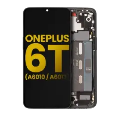 Дисплейний модуль (OLED) з рамкою для OnePlus 6T (A6010 / A6013) (Refurbished) (Mirror Black)