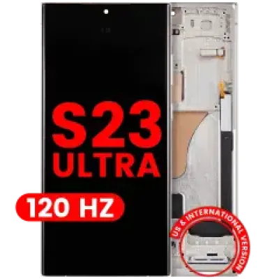 Дисплейний модуль (OLED) з рамкою для Samsung Galaxy S23 Ultra (US & International) (Aftermarket Pro) (120Hz) (Cream)