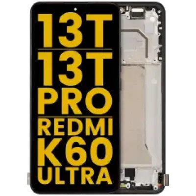 Дисплейний модуль (OLED) для Xiaomi 13T / 13T Pro / Redmi K60 Ultra з рамкою (Refurbished) (чорний)