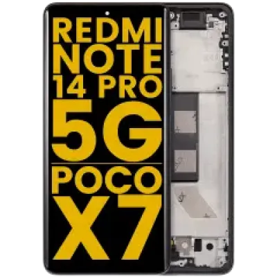 Дисплейний модуль (OLED) з рамкою для Xiaomi Redmi Note 14 Pro 5G / Xiaomi Poco X7 (Refurbished) (Midnight Black)