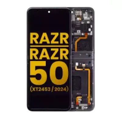 Основний дисплейний модуль (OLED) з рамкою для Motorola Razr 2024 / Razr 50 (XT2453 / 2024) (Refurbished) (Koala Grey)