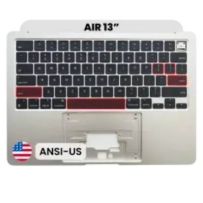 Топкейс з акумулятором і клавіатурою (ANSI US) для MacBook Air 13" A3113 (Used OEM Pull: Grade A) (сріблястий)